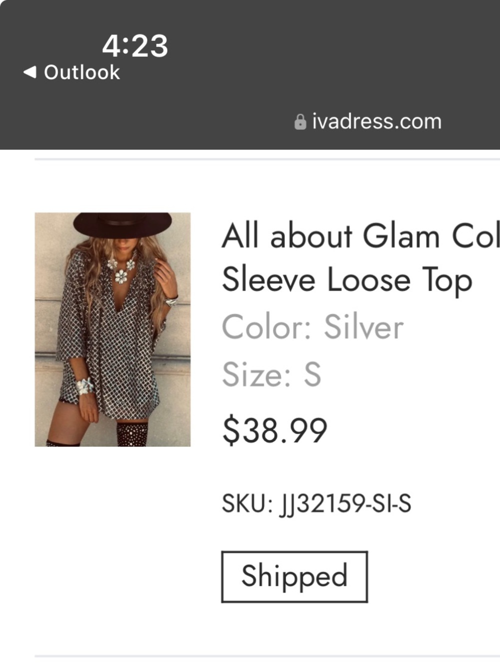 Collar Sequin Sleeve Loose Top - Silver